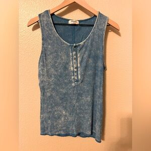 Zenana Washed Blue Snap Button Tank Top
